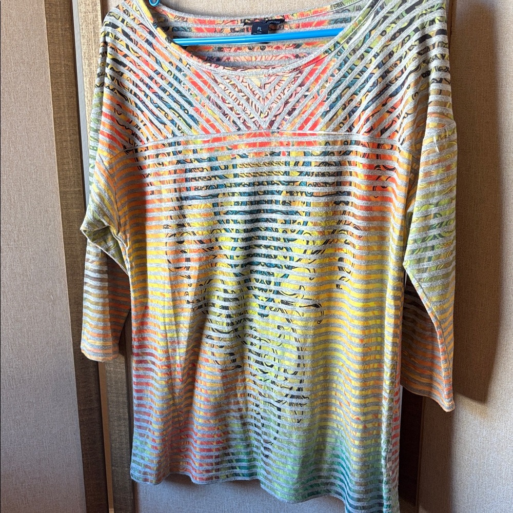 FINAL MARKDOWN Westbound Striped Multicolor Women's Top petite large